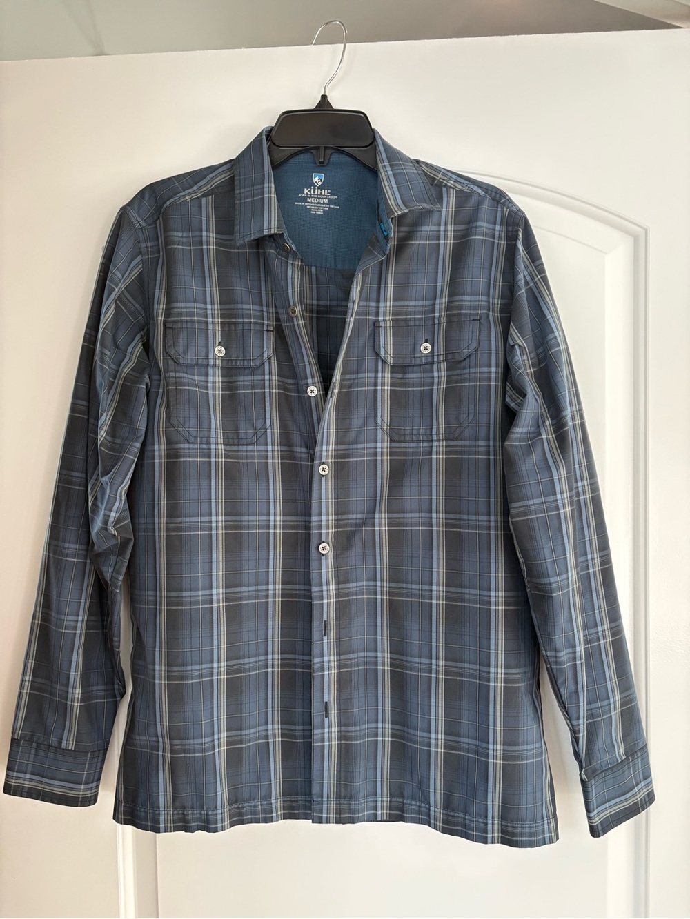 Kuhl Men's Blue Gray Plaid Button-Down Shirt